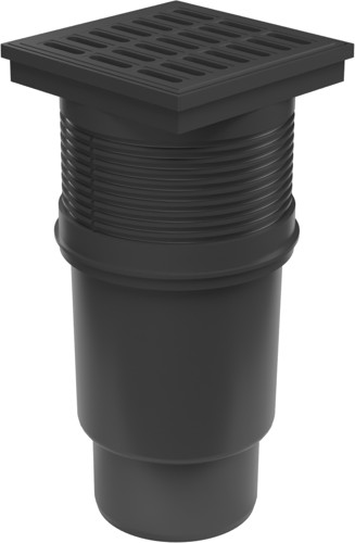 Chuděj Kanalizační vpust spodní DN110, suchá klapka, plastová mřížka 150x150 mm (Gule spodní DN110 s plastovou mřížkou)