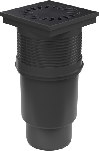 Chuděj Kanalizační vpust spodní DN110, suchá klapka, litinová mřížka 150x150 mm (Gule spodní DN110 s litinovou mřížkou)