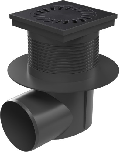 Levně Chuděj Kanalizační vpust boční DN110 s límcem; suchá klapka; litinová mřížka 150x150 mm (Gule boční DN110 s litinovou mřížkou a límcem)