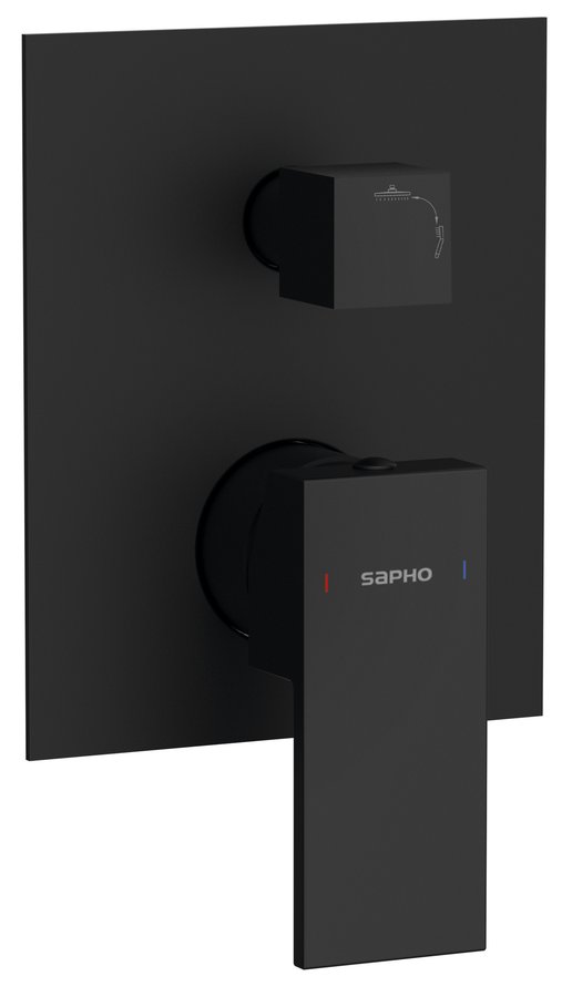 Levně Sapho CUBEMIX podomítková sprchová baterie, 2 výstupy, černá mat