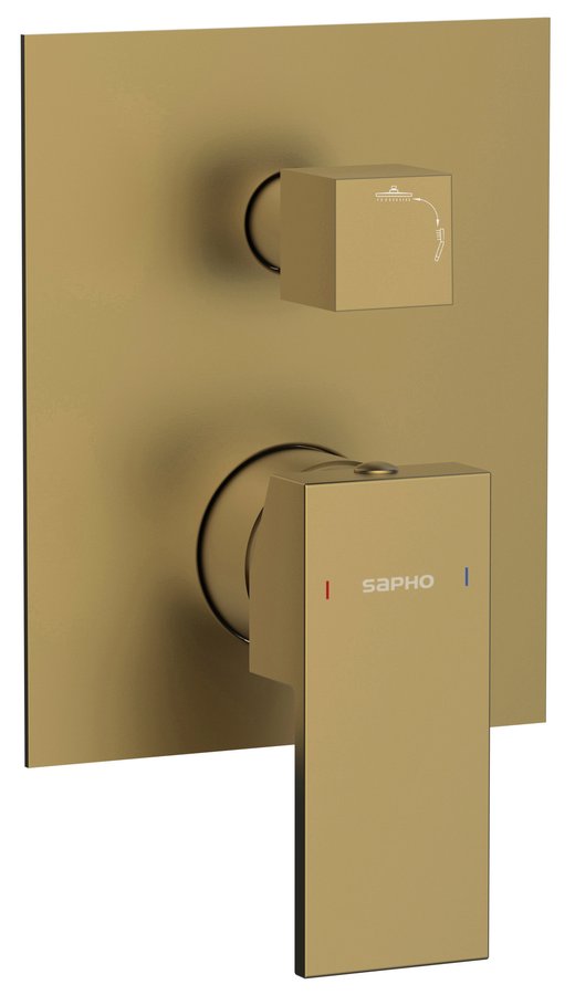 Levně Sapho CUBEMIX podomítková sprchová baterie, 2 výstupy, zlato mat