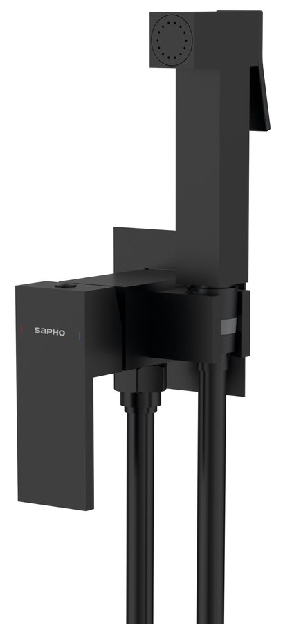 Sapho CUBEMIX podomítková bidetová baterie se Stop sprškou; hranatá; černá mat