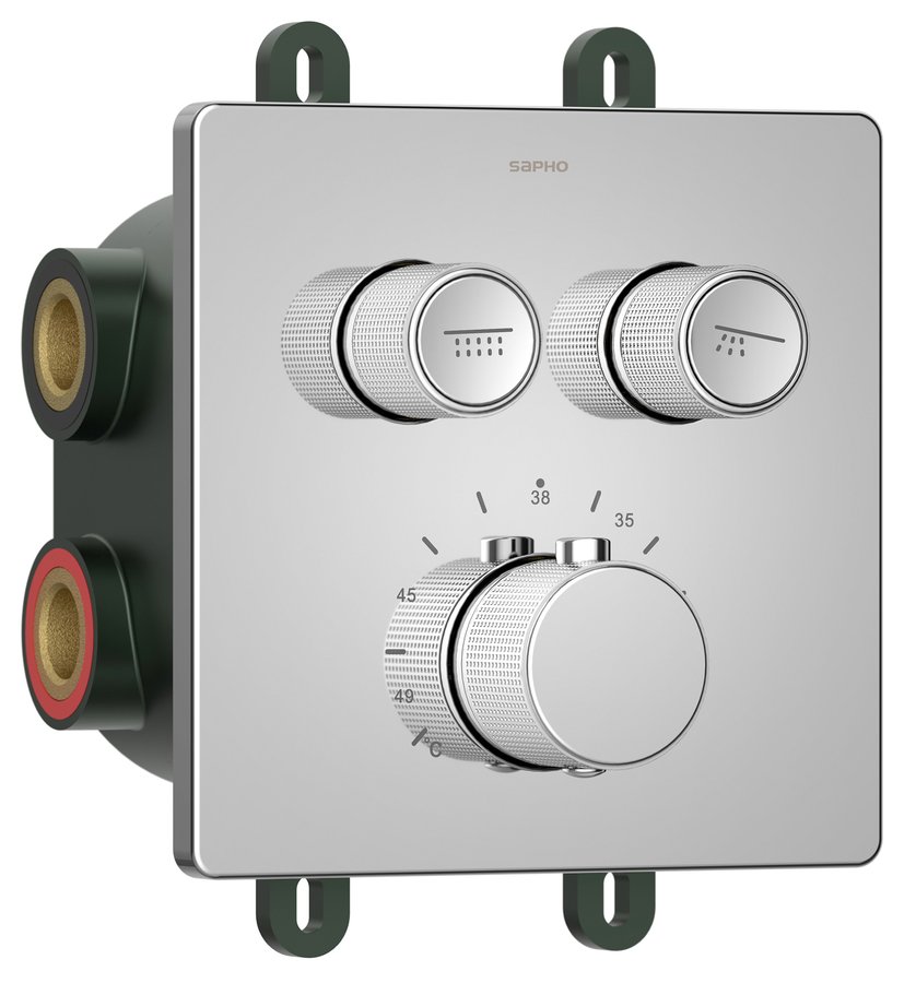 Sapho SMART SELECT podomítková sprchová termostatická baterie, box, 2 výstupy, chrom