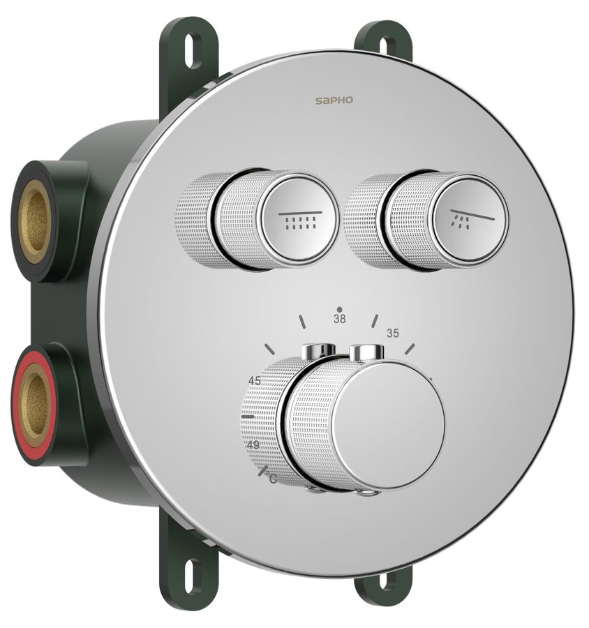 Levně Sapho SMART SELECT podomítková sprchová termostatická baterie, box, 2 výstupy, chrom