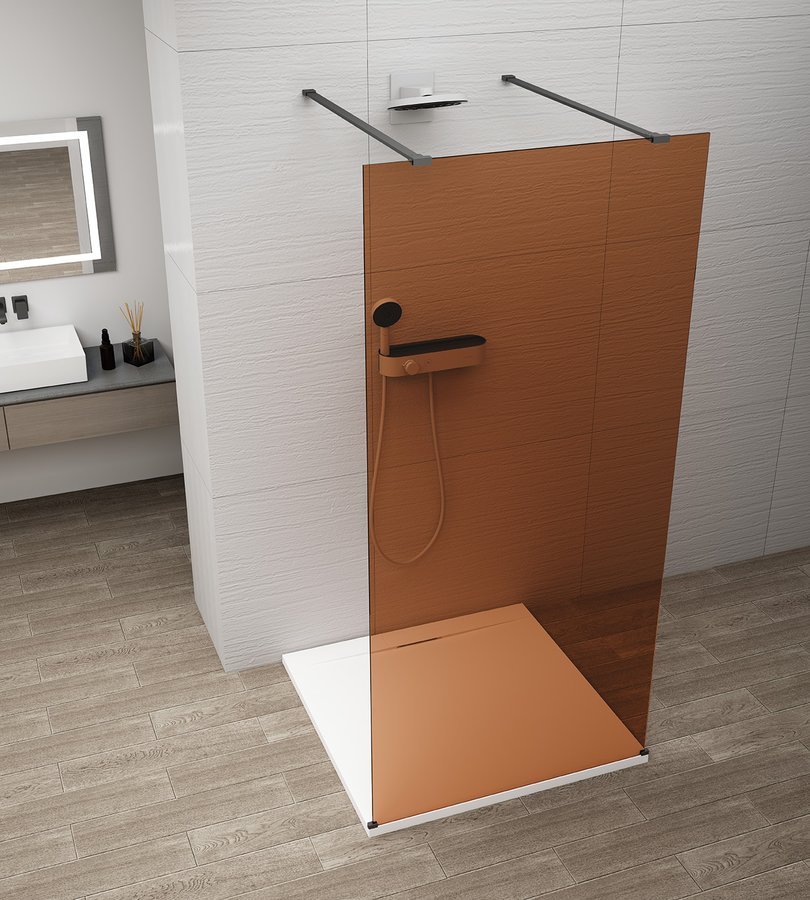 Levně Polysan ESCA BLACK MATT jednodílná sprchová zástěna do prostoru, sklo Marron, 1100 mm