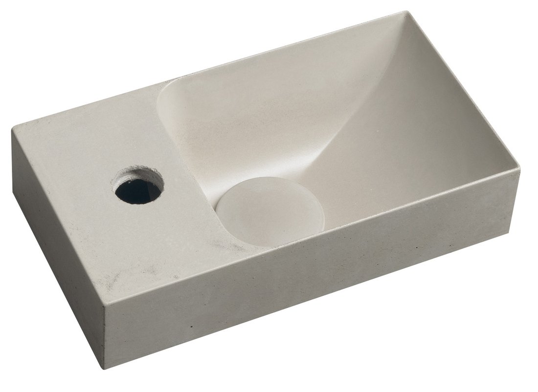 Levně Sapho PICCOLINO betonové umývátko 30,8x17cm, baterie vlevo, písková mat