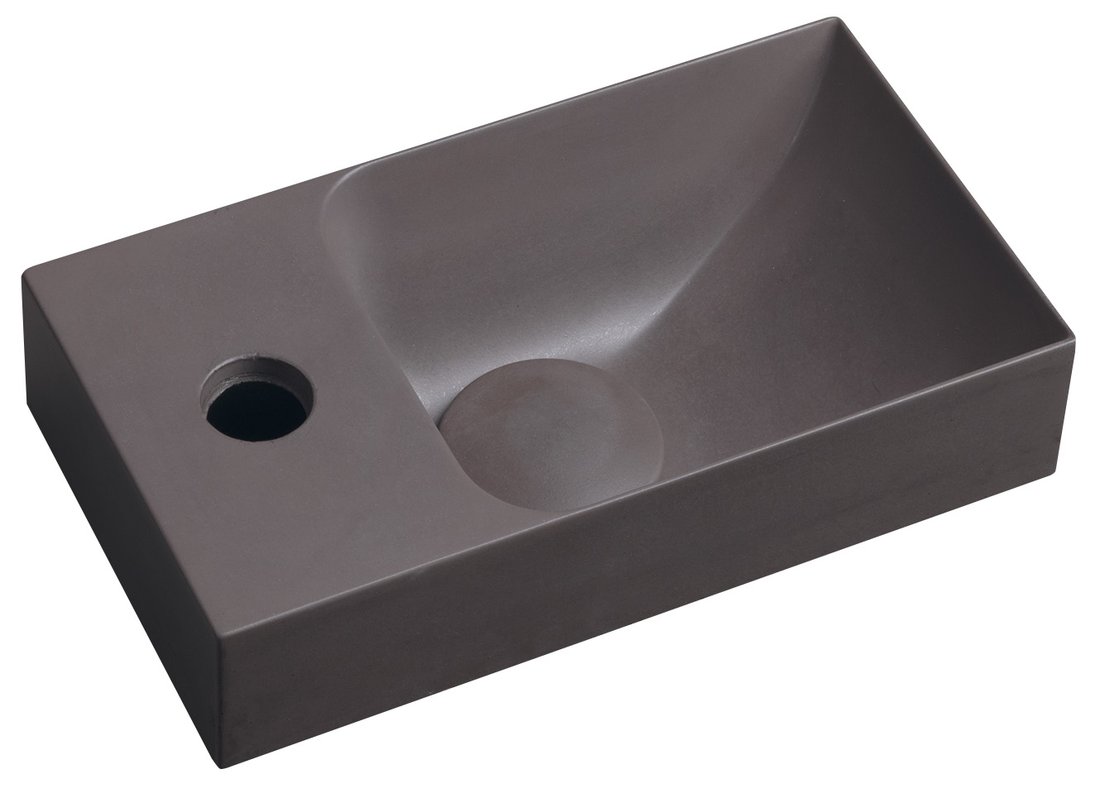 Levně Sapho PICCOLINO betonové umývátko 30,8x17cm, baterie vlevo, tmavě hnědá mat