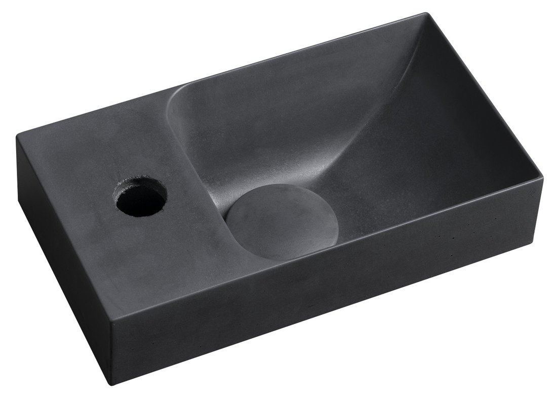 Levně Sapho PICCOLINO betonové umývátko 30,8x17cm, baterie vlevo, antracit mat