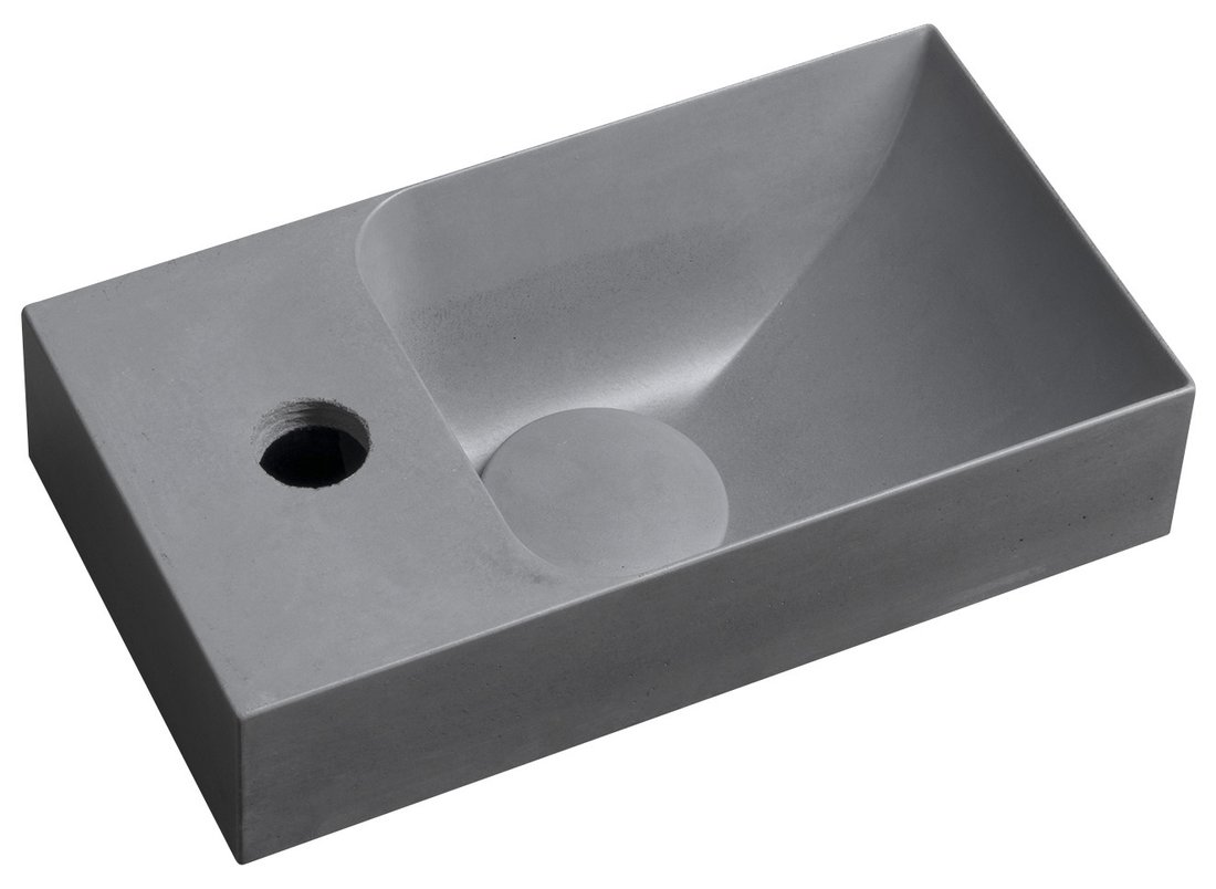 Levně Sapho PICCOLINO betonové umývátko 30,8x17cm, baterie vlevo, šedá mat