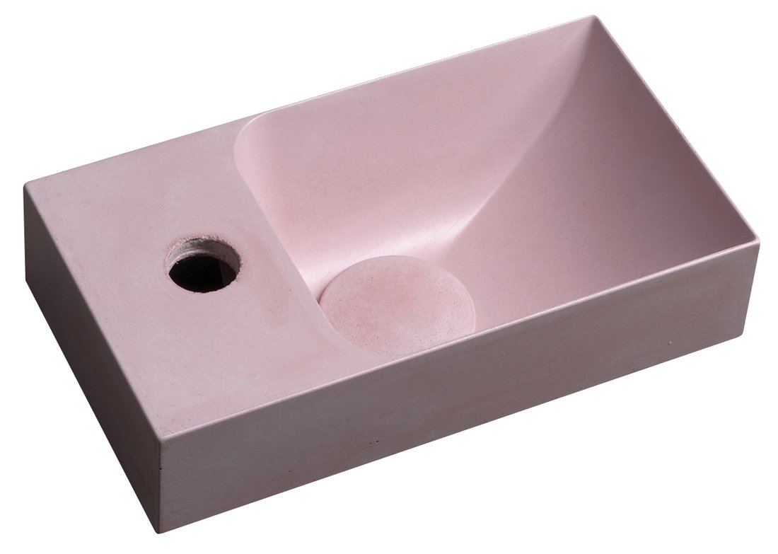Levně Sapho PICCOLINO betonové umývátko 30,8x17cm, baterie vlevo, růžová mat