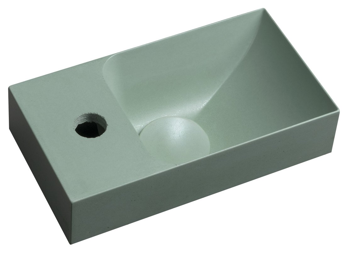 Levně Sapho PICCOLINO betonové umývátko 30,8x17cm, baterie vlevo, zelená mat