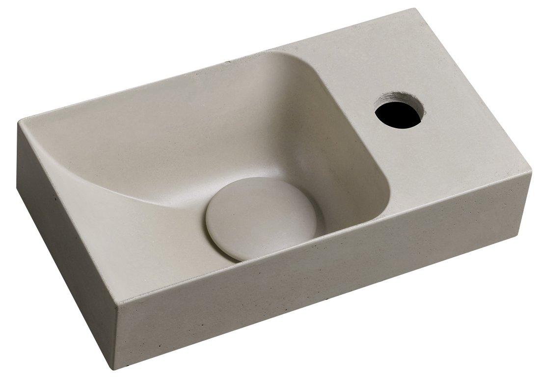 Levně Sapho PICCOLINO betonové umývátko 30,8x17cm, baterie vpravo, písková mat