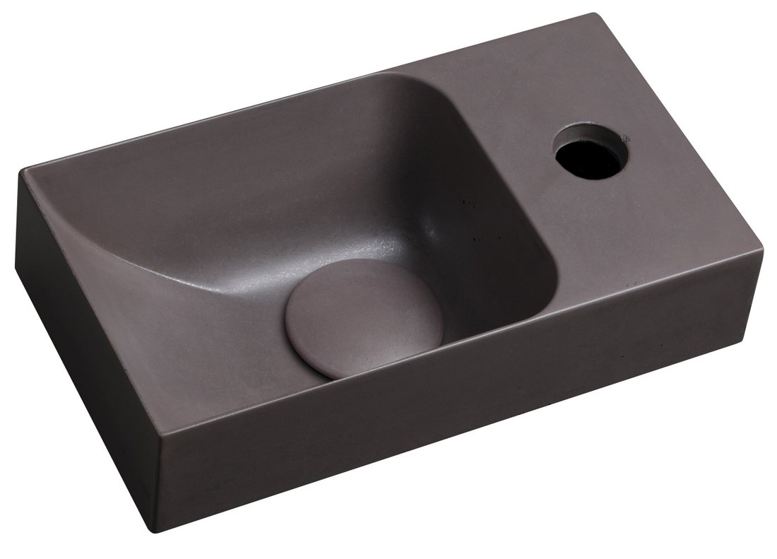 Levně Sapho PICCOLINO betonové umývátko 30,8x17cm, baterie vpravo, tmavě hnědá mat