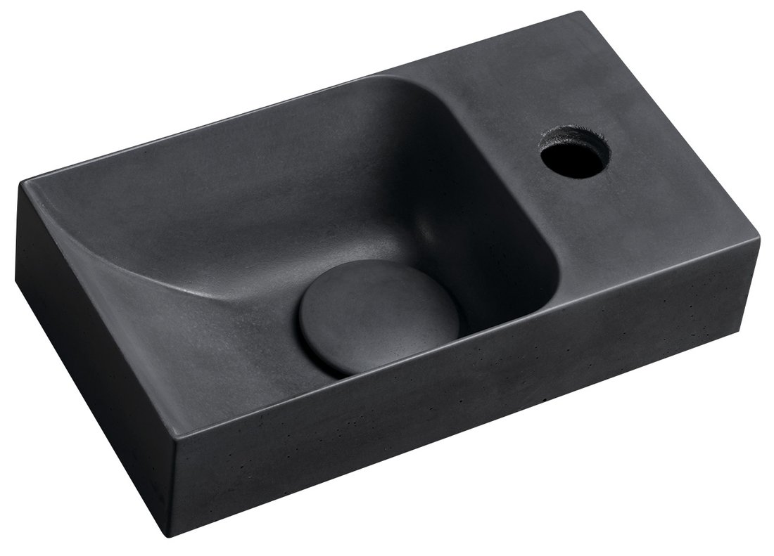 Levně Sapho PICCOLINO betonové umývátko 30,8x17cm, baterie vpravo, antracit mat