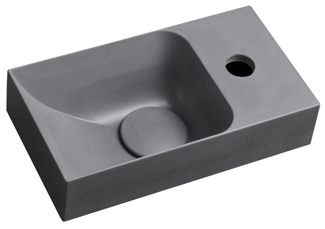 Levně Sapho PICCOLINO betonové umývátko 30,8x17cm, baterie vpravo, šedá mat