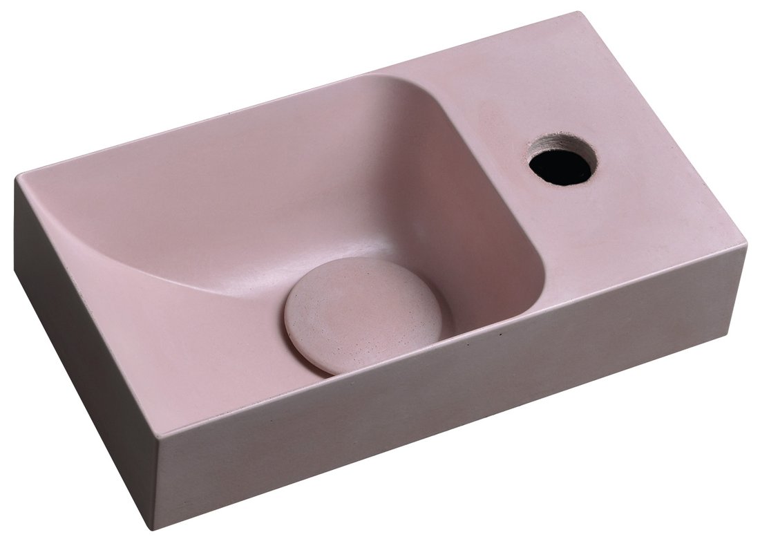 Levně Sapho PICCOLINO betonové umývátko 30,8x17cm, baterie vpravo, růžová mat