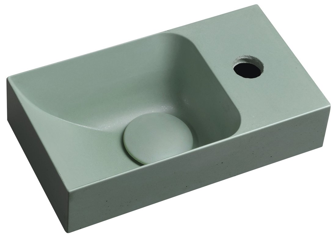 Levně Sapho PICCOLINO betonové umývátko 30,8x17cm, baterie vpravo, zelená mat