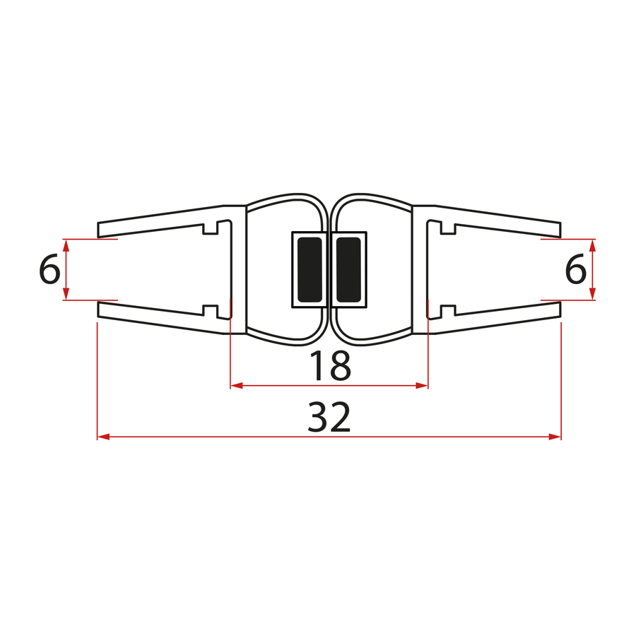 Gelco Magnetické těsnění ploché, sklo 6mm, 2000mm