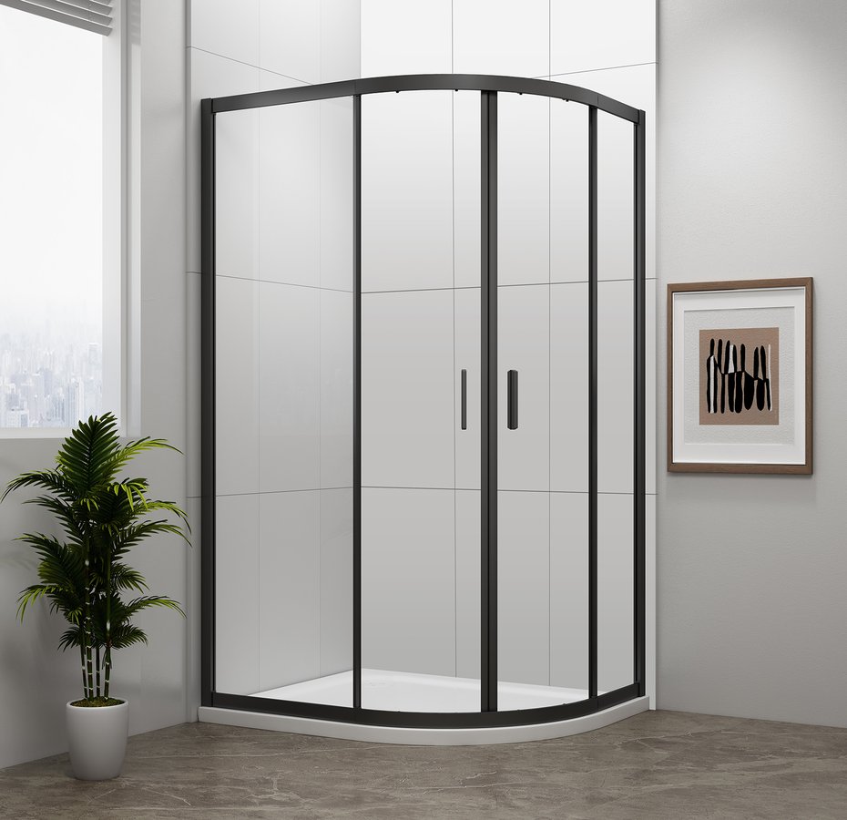 Levně Polysan EASY BLACK čtvrtkruhová sprchová zástěna 1000x800mm, L/R, čiré sklo