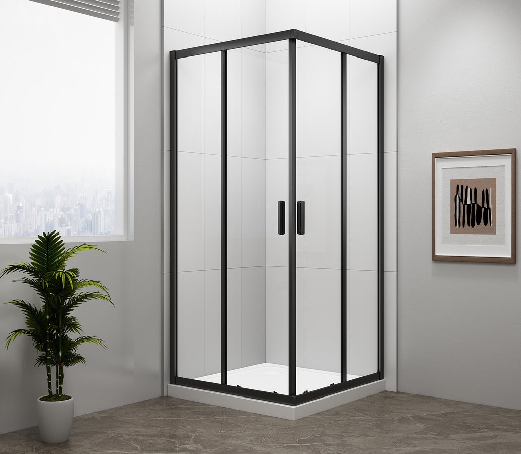 Polysan EASY BLACK čtvercová sprchová zástěna 800x800mm; čiré sklo