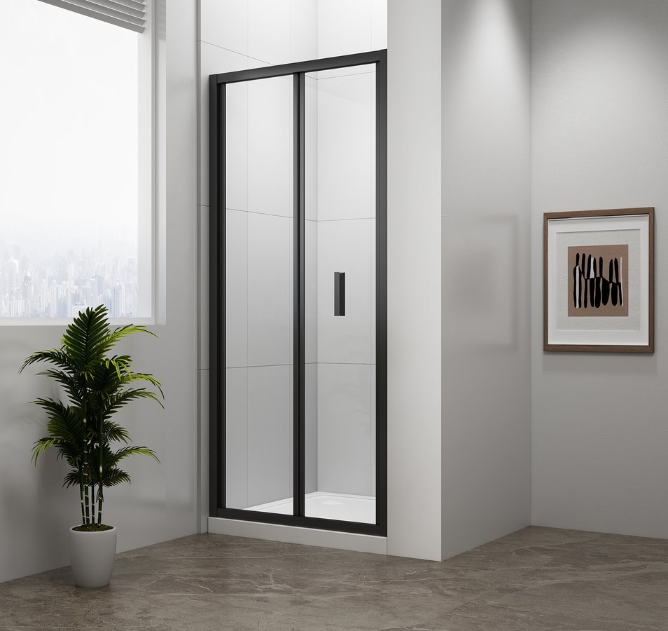 Levně Polysan EASY BLACK sprchové dveře skládací 900mm, čiré sklo