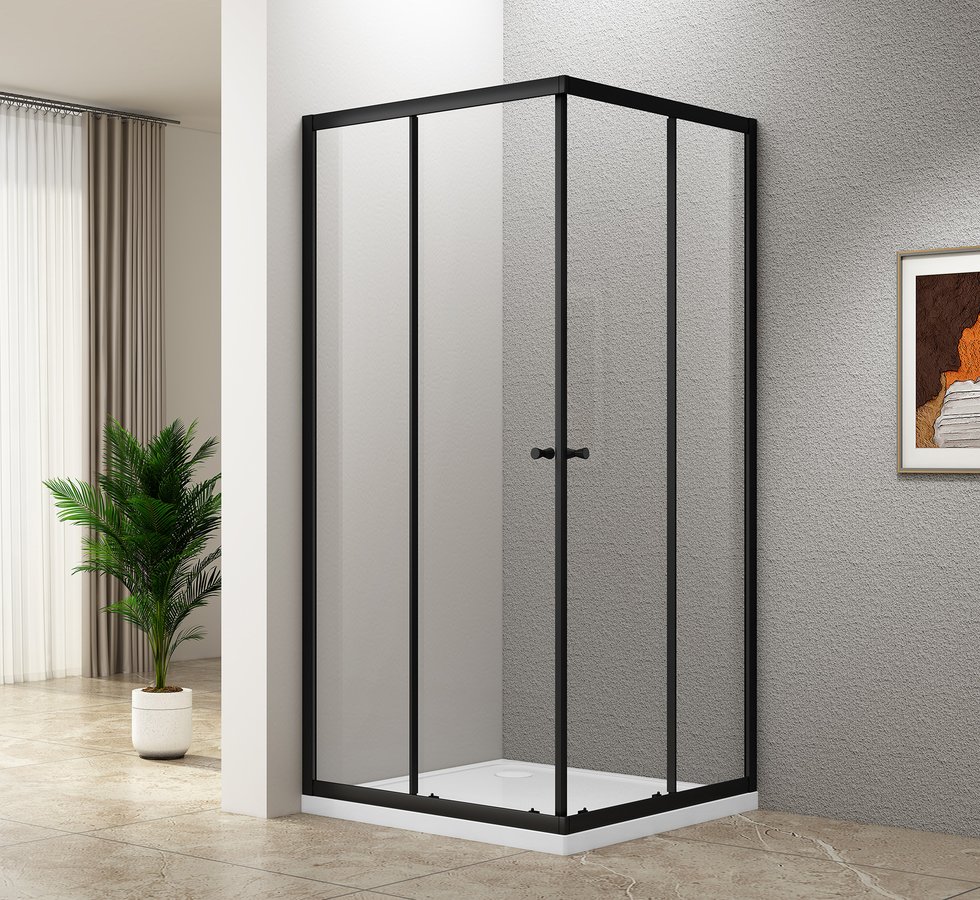 Aqualine AGGA BLACK čtvercová sprchová zástěna 800x800mm; čiré sklo