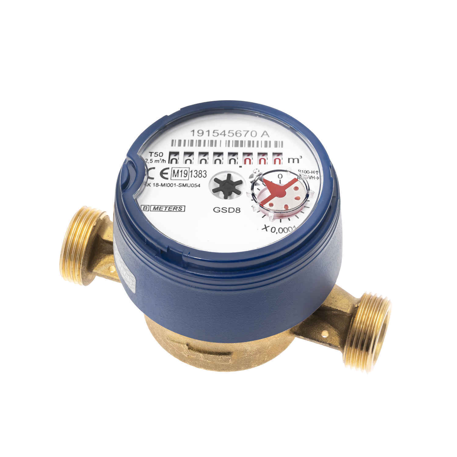 Eco produkty Vodoměr bytový suchoběžný indukční 3/4" délka 130 mm, studená voda, osmimístné počítadlo