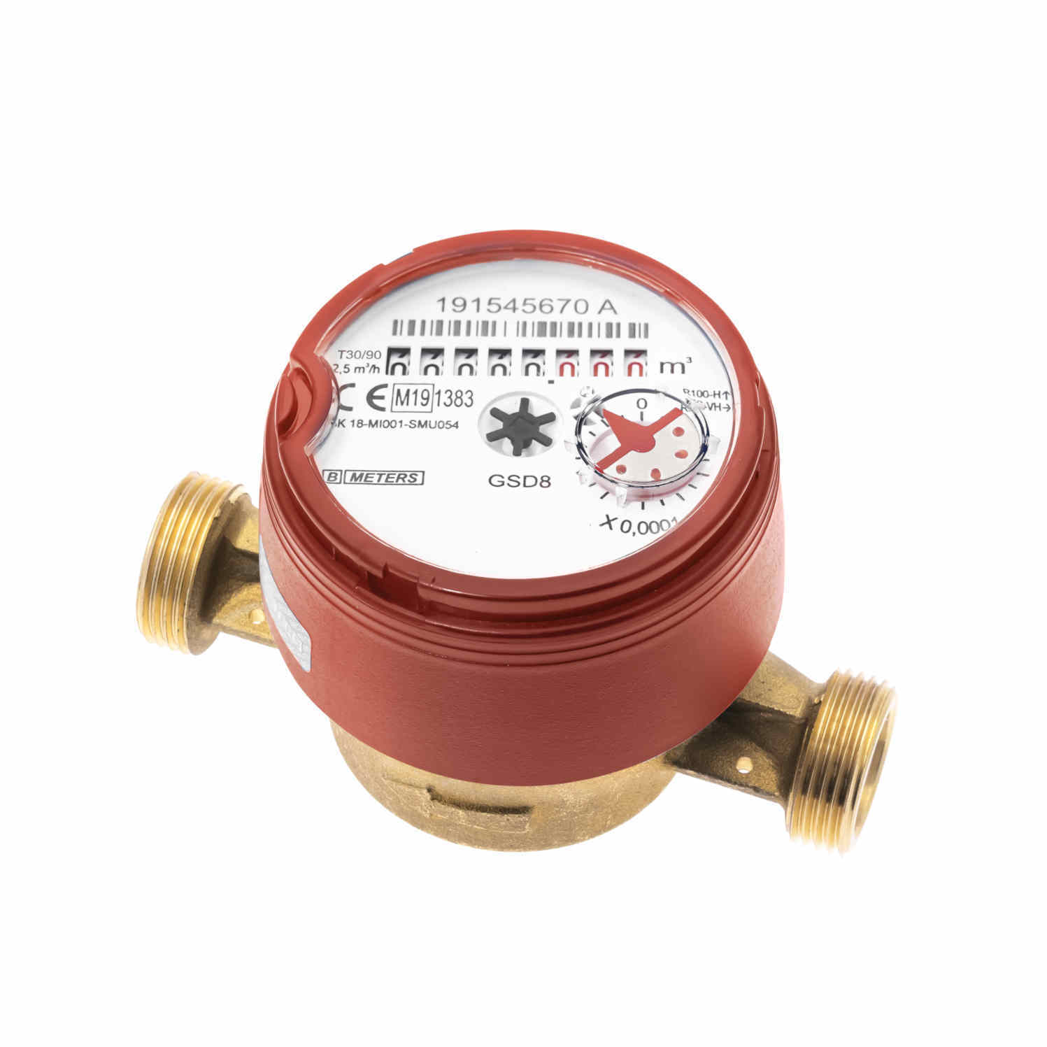 Eco produkty Vodoměr bytový suchoběžný indukční 3/4" délka 130 mm, teplá voda, osmimístné počítadlo