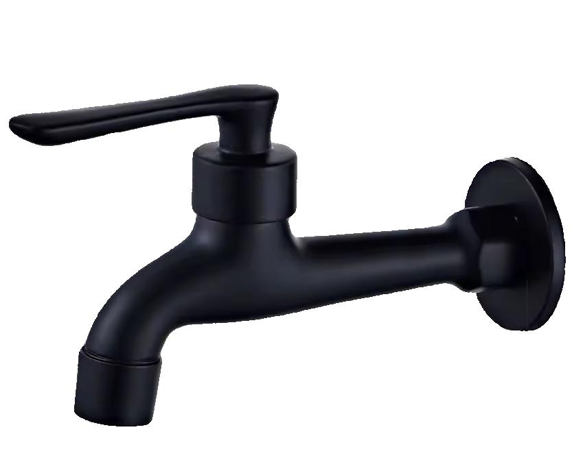 Eco produkty Černý nástěnný výtokový ventil 1/2", délka 120 mm - černá matná