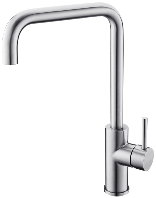 Eco produkty Steel Quadro stojánková dřezová baterie s vrchním lomeným ramenem, broušená nerez