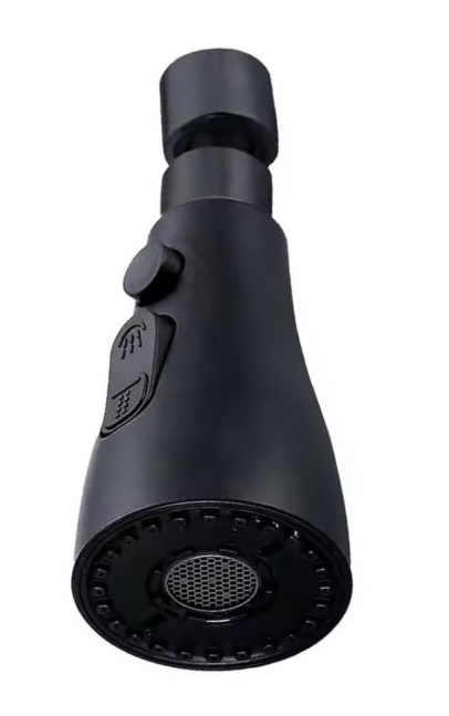 Eco produkty Spiral dřezová přepínací sprcha, perlátor s kloubem ke kuchyňské baterii (M22x1 nebo M24x1), spirálový proud, přepínání, 3 programy, černá