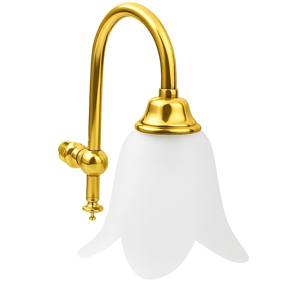 Sapho APUANE svítidlo do rámu zrcadla E14 40W, 230V, zlaté lesklé, stínítko ledově žíhané - PRODUKT Z VÝSTAVKY, MOŽNÉ DROBNÉ VADY POVRCHU