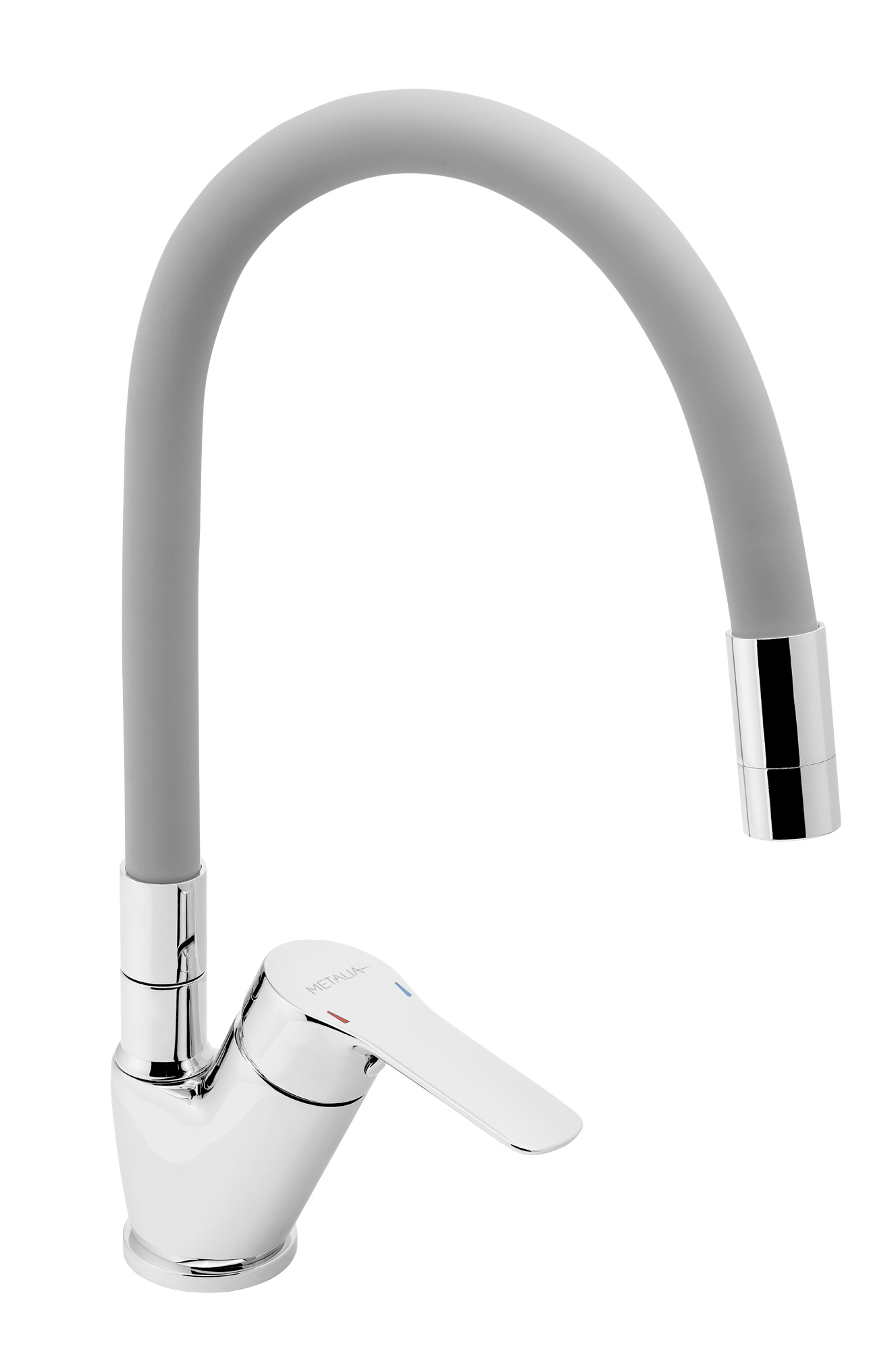 Novaservis Dřezová baterie s šedým flexi ramenem Metalia 54, chrom