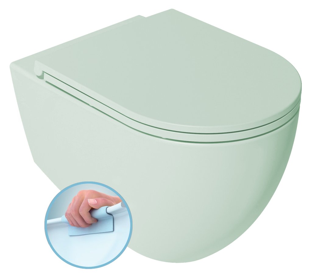 Levně Isvea INFINITY závěsná WC mísa, Rimless, 36,5x53cm, zelená mint
