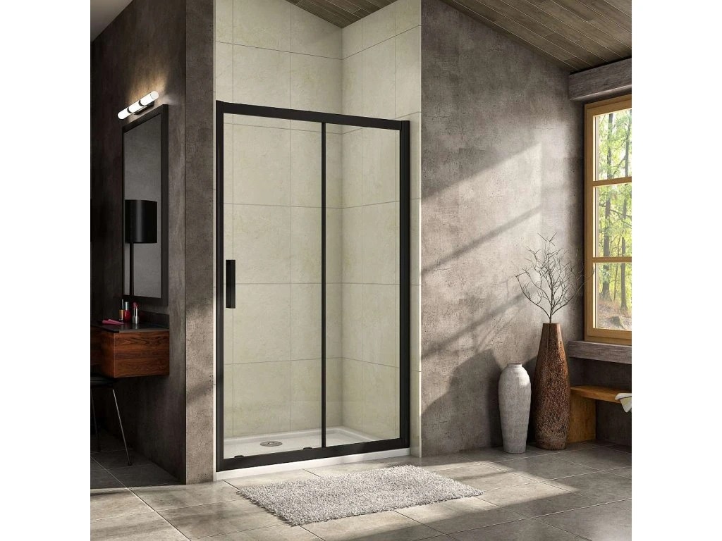 Levně Stacato RESPIRA BLACK LINE 1100mm černé sprchové posuvné dveře 110 cm