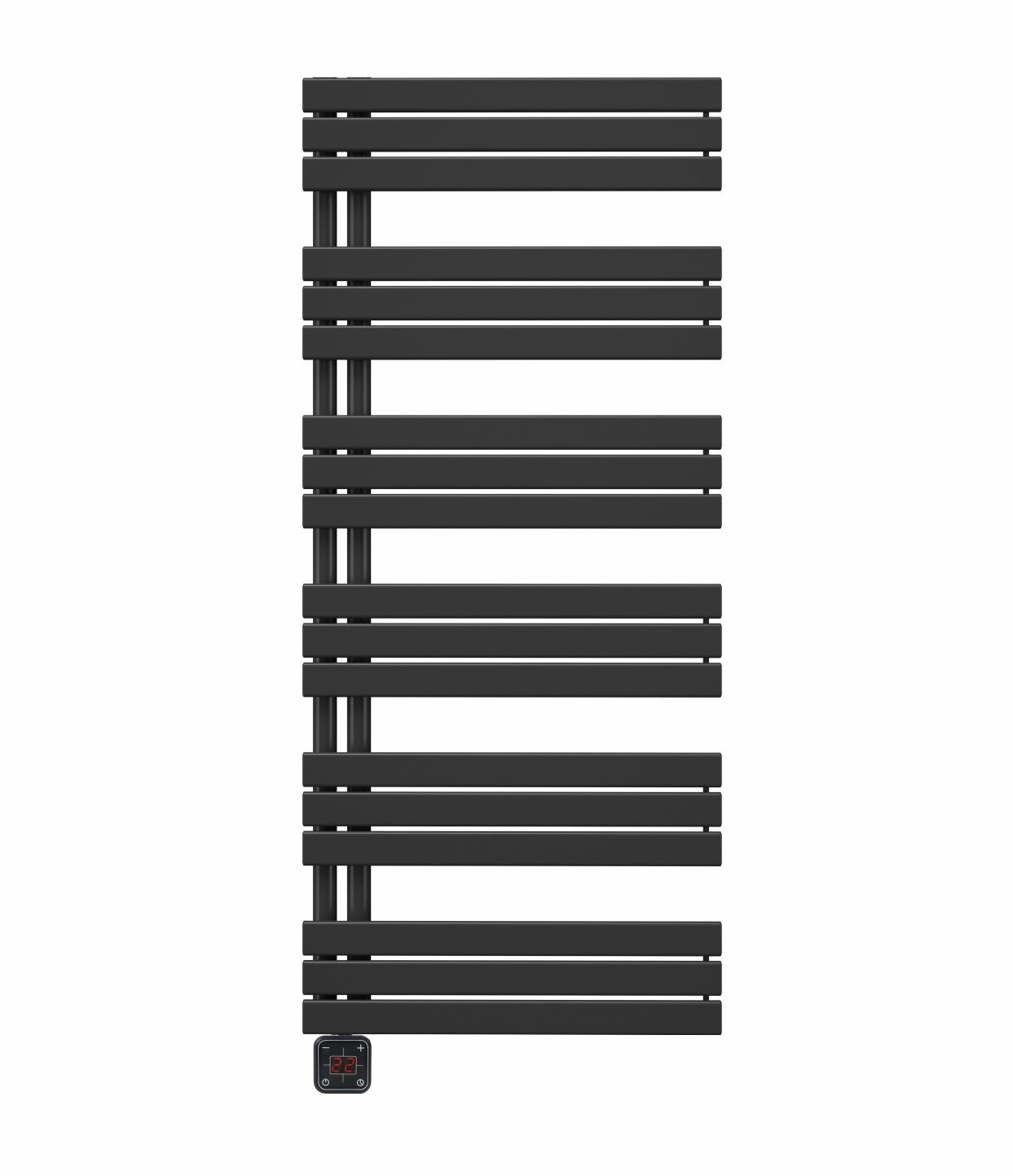 ELÍZ Elektrický koupelnový radiátor 60 x 139 cm; příkon 800 W; se zabudovanou topnou tyčí; elektronické ovládání; černá barva (Elíz EBR 800 AG-B)