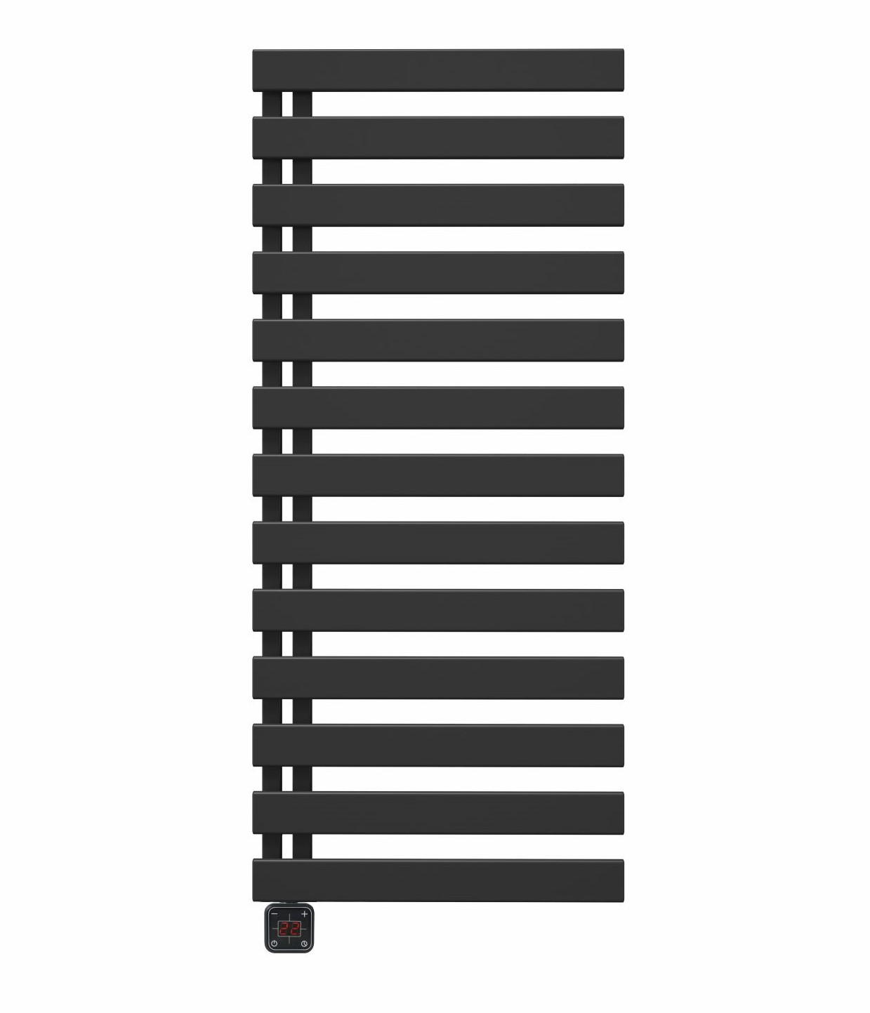 ELÍZ Elektrický koupelnový radiátor 60 x 139 cm; příkon 800 W; se zabudovanou topnou tyčí; elektronické ovládání; černá barva (Elíz EBR 800 NP-B)