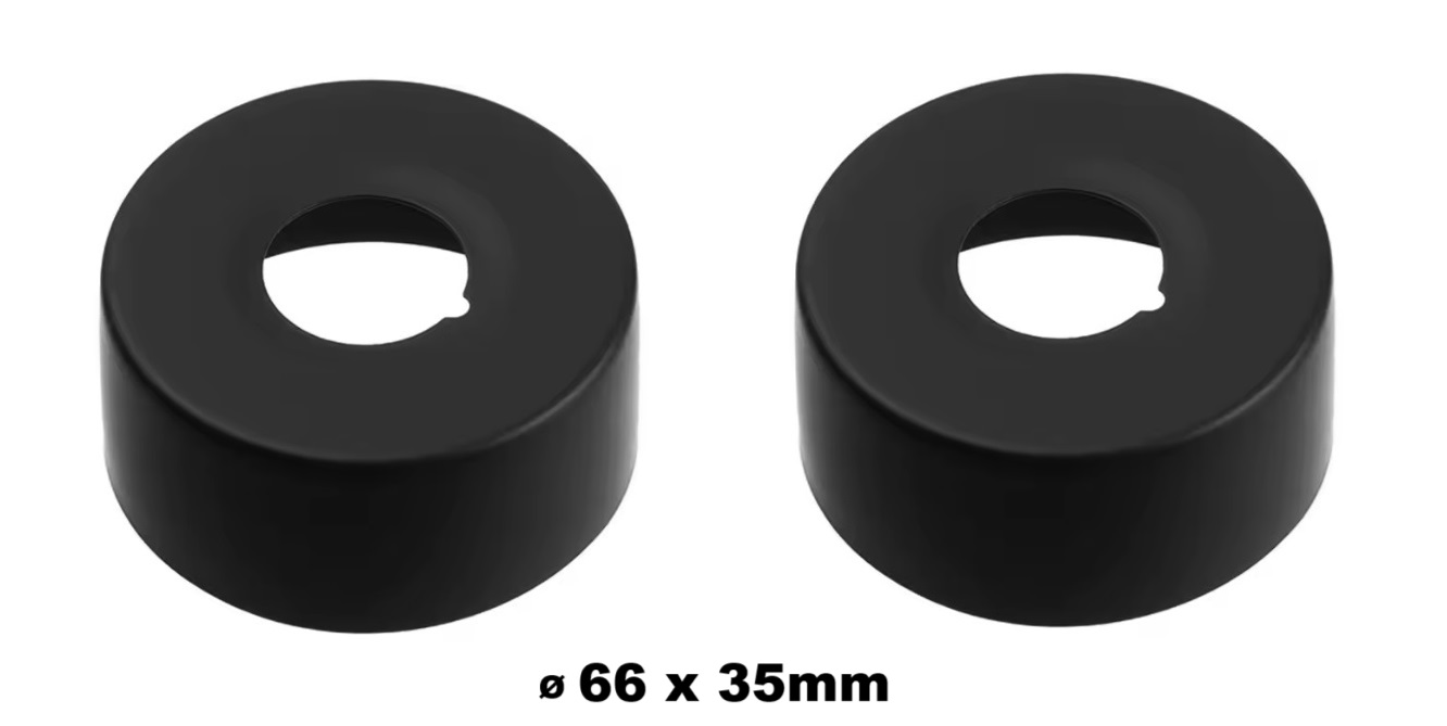 Eco produkty Černá rozeta za baterii G 3/4" - válcová krycí růžice k vodovodní baterii, 66 x 35 mm, pár, černá matná
