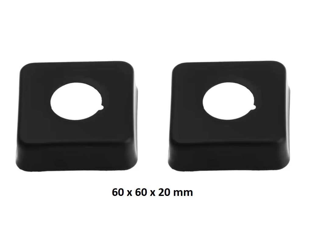 Eco produkty Černá rozeta za baterii G 3/4" - hranatá krycí růžice k vodovodní baterii, 60 x 60 x 20 mm, pár, černá matná