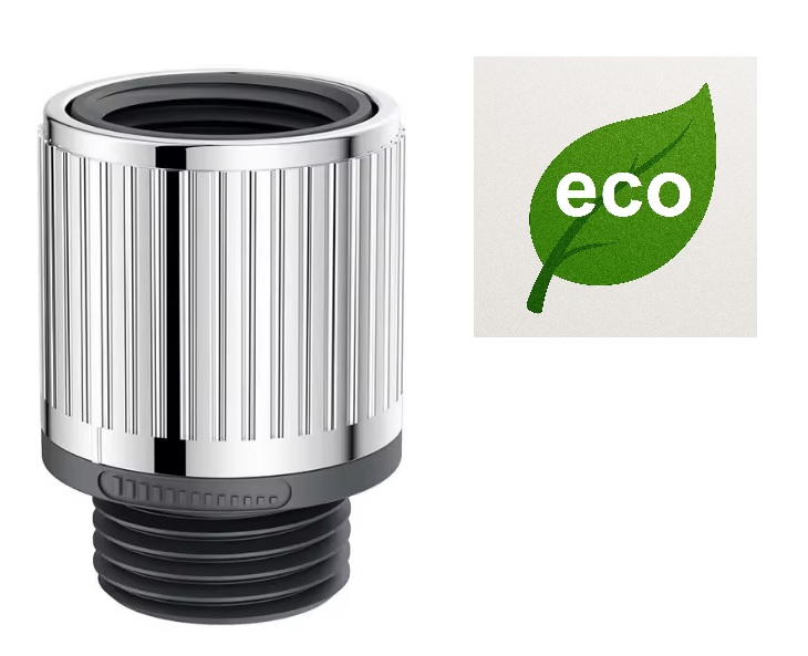 Eco produkty Eco Stop ventil - sprchový eco regulátor průtoku vody a stop ventil k ruční sprchové hlavici, chrom
