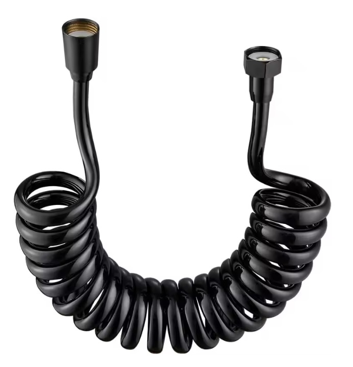 Eco produkty Spiral Black 200 - sprchová spirálová natahovací hadice 200 cm, barva černá