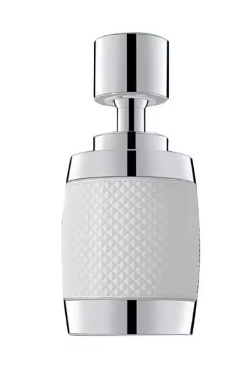 Eco produkty Barrel Cotton 3 White , dřezová nebo umyvadlová filtrační sprcha 3 proudy vody, perlátor s kloubem a výměnným filtrem k vodovodní baterii se závitem M22/M24, bílá/chrom