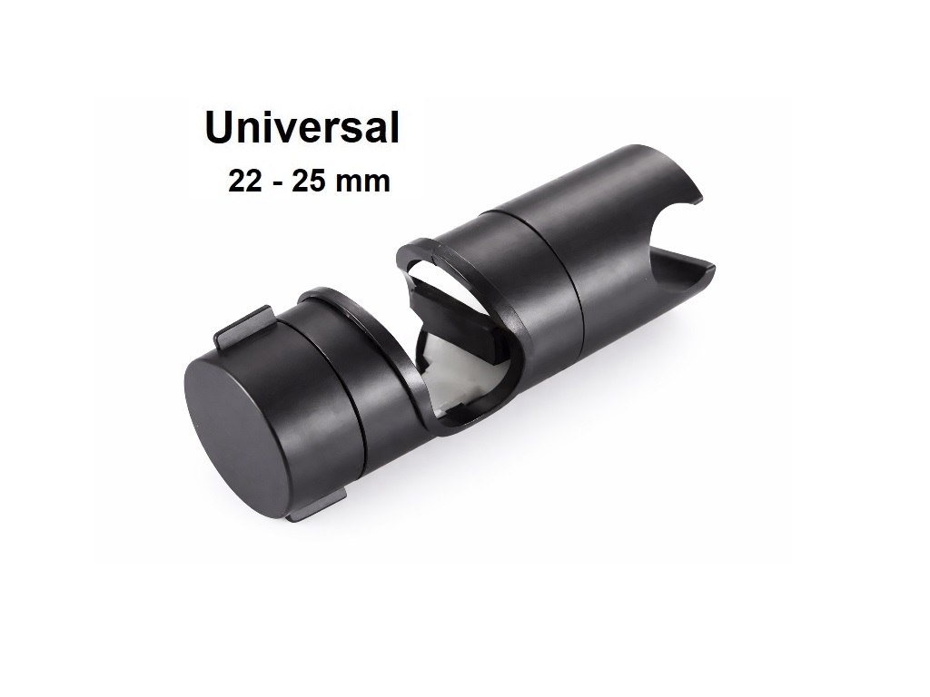 Eco produkty SMART SHOWER HOLDER BLACK náhradní posuvný držák ke sprchové tyči UNIVERSÁLNÍ - pro průměry tyčí 22 - 25  mm  Instalace možná  přímo na sprchovou tyč bez demontáže; černý