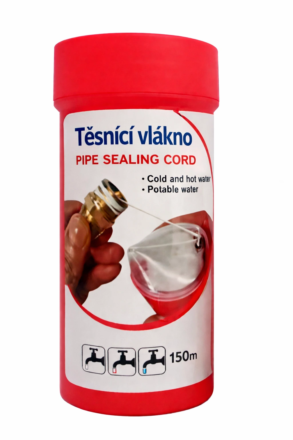 Eco produkty Těsnící vlákno 150 m do závitů VODA a TOPENÍ - šňůra na závity pro utěsňování závitů kovových a plastových trubek a armatur, použití VODA a TOPENÍ