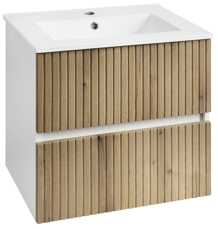 Levně Aqualine PANEDA STRIP umyvadlová skříňka 59,5x55x45,2cm, dub emporio