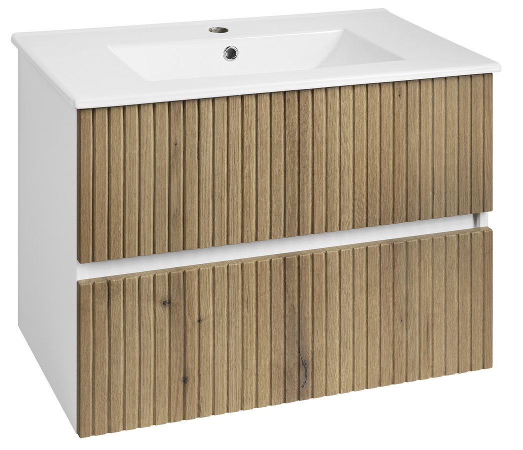 Levně Aqualine PANEDA STRIP umyvadlová skříňka 74,5x55x45,2cm, dub emporio