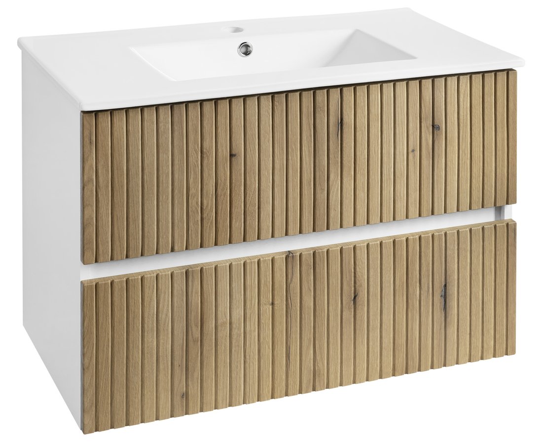Levně Aqualine PANEDA STRIP umyvadlová skříňka 79,5x55x45,2cm, dub emporio