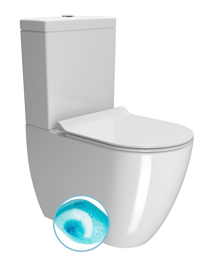 Levně GSI PURA WC kombi, Swirlflush, spodní/zadní odpad, bílá ExtraGlaze