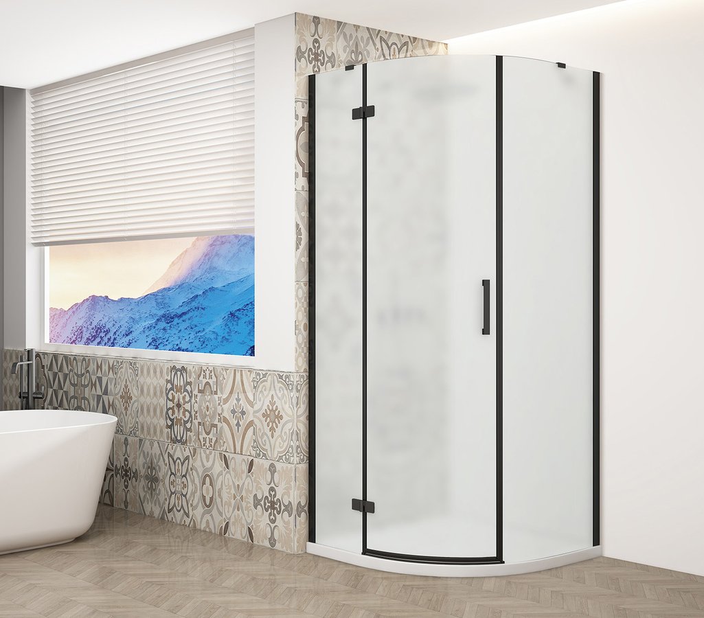 Gelco TRINITY BLACK čtvrtkruhový sprchový kout 900x900mm; matné sklo; levé