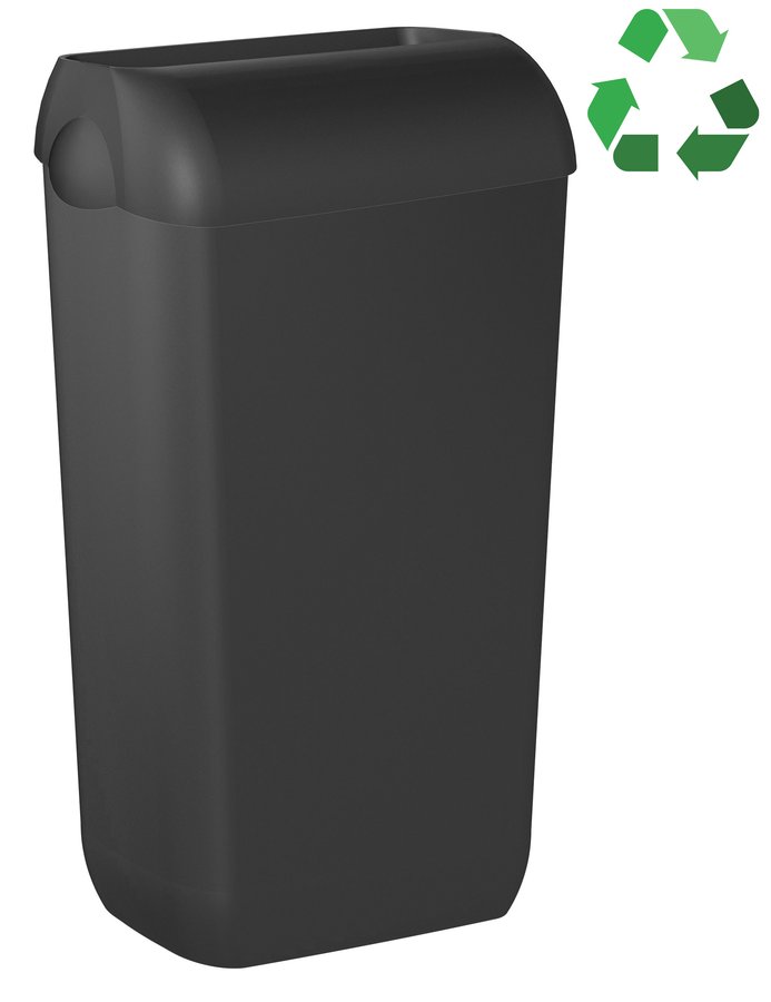 Levně MARPLAST ECOLORED odpadkový koš nástěnný s víkem 23l, ABS, Soft Touch, černá mat